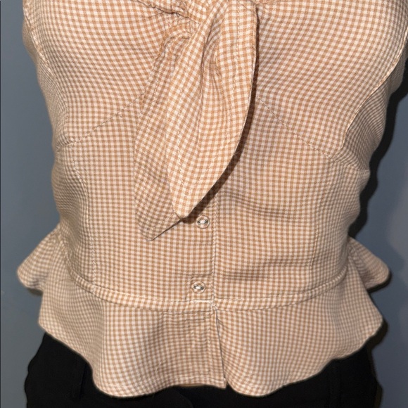Japna Gingham Halter Tie-Front Top - Size M - Picture 2 of 4